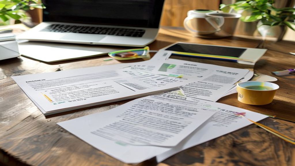 [本文IMAGE_3] 'comparison chart on paper documents spread on wooden desk, laptop in background, coffee cup, highlighter pe