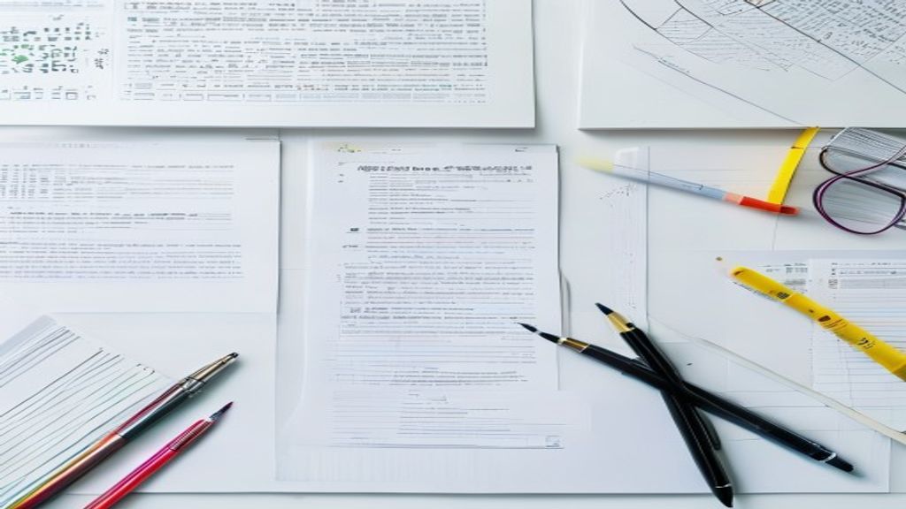 [本文IMAGE_3] 'comparison chart and documents spread on clean white desk, pen and highlighter beside papers, organized wor