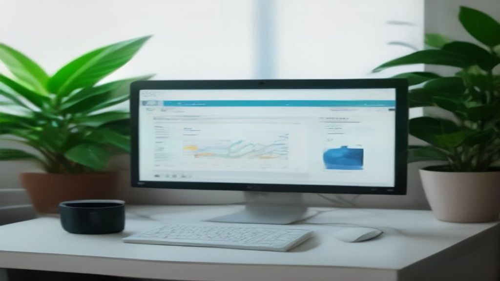 [本文IMAGE_3] computer monitor displaying YouTube analytics dashboard with growth charts, keyboard and mouse on clean whit