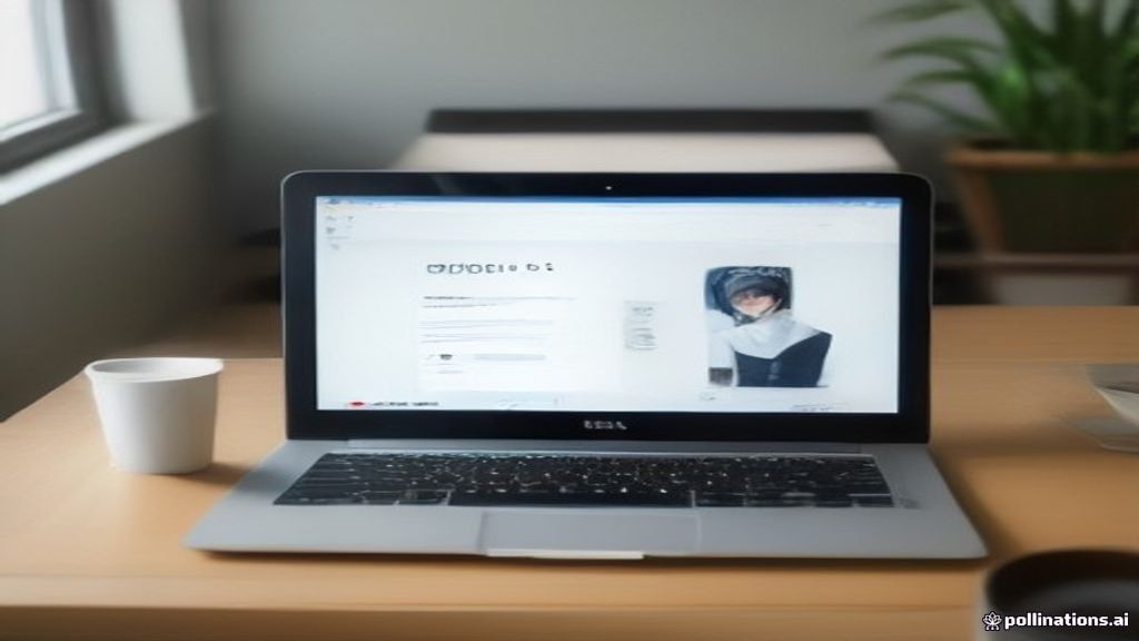 [本文IMAGE_3] laptop screen showing e-tax website interface, japanese home office setting, coffee cup and smartphone nearb