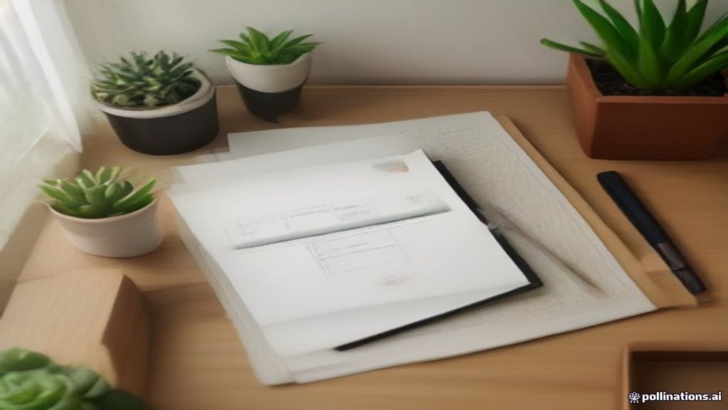 [本文IMAGE_4] overhead view of organized desk with laptop showing google search console, smartphone, small succulent plant