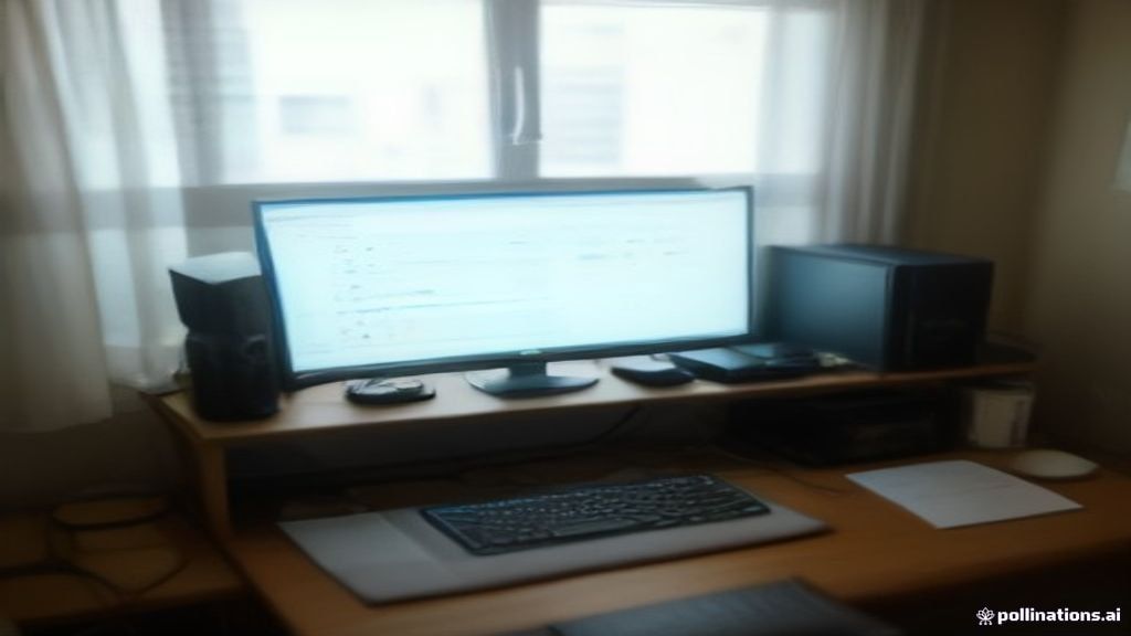 [本文IMAGE_3] modern workspace with dual monitor setup showing AI chat interface, notebook with handwritten notes beside k