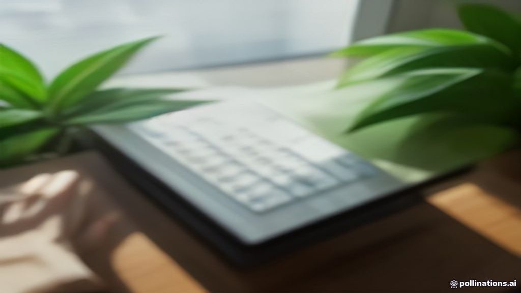 [本文IMAGE_2] close-up of hands typing on keyboard with analytics chart on monitor screen, japanese home office desk with 